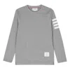 Thom Browne Long Sleeve Tee With 4 Bar Stripe In Milano Cotton In Grey