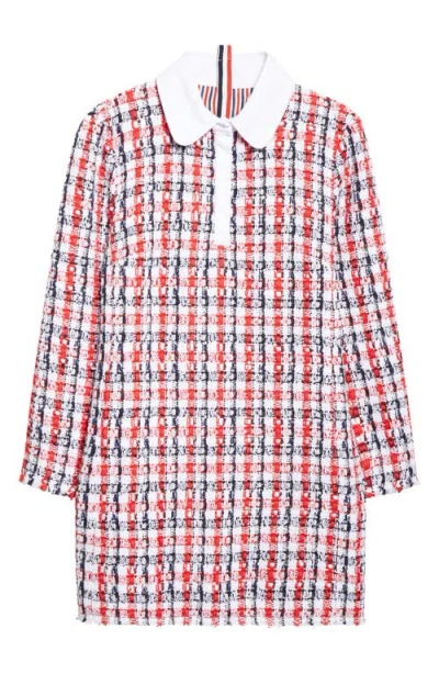 THOM BROWNE THOM BROWNE LONG SLEEVE BOUCLÉ TWEED DRESS