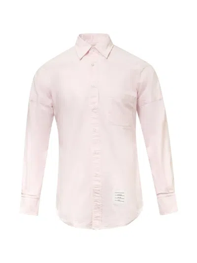 Thom Browne Classic Polo Button Down Long Sleeve Shirt In Pink