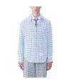 Thom Browne Mens Medium Blue Check-pattern Slip-pocket Regular-fit Cotton Shirt In Blue