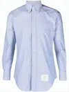 Thom Browne Long-sleeve Button-up Shirt With Tricolor Stripe Detail In Blue