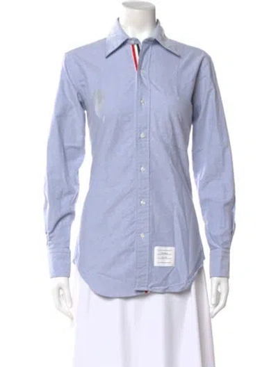 Pre-owned Thom Browne Long Sleeve Button-up Top In Blue