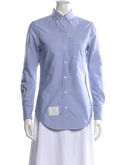 Pre-owned Thom Browne Long Sleeve Button-up Top In Blue