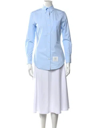 Pre-owned Thom Browne Long Sleeve Button-up Top In Blue