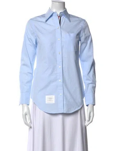 Pre-owned Thom Browne Long Sleeve Button-up Top In Blue