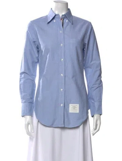 Pre-owned Thom Browne Long Sleeve Button-up Top In Blue