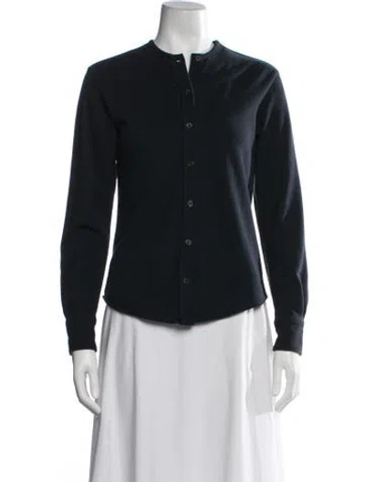 Pre-owned Thom Browne Long Sleeve Button-up Top In Blue