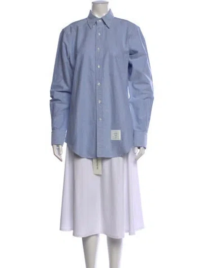 Pre-owned Thom Browne Long Sleeve Button-up Top In Blue