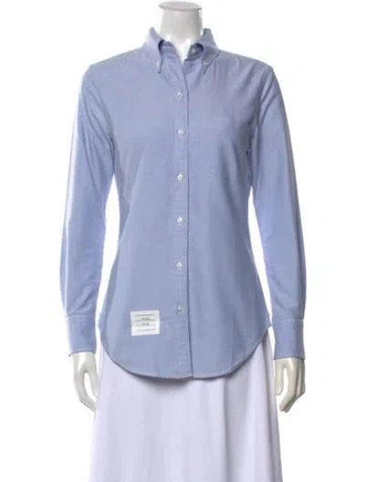 Pre-owned Thom Browne Long Sleeve Button-up Top In Blue