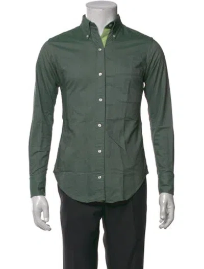 Pre-owned Thom Browne Long Sleeve Button-up Top In Green