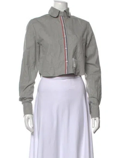 Pre-owned Thom Browne Long Sleeve Button-up Top In Grey