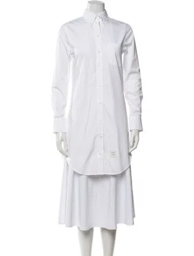 Pre-owned Thom Browne Long Sleeve Button-up Top In Neutrals