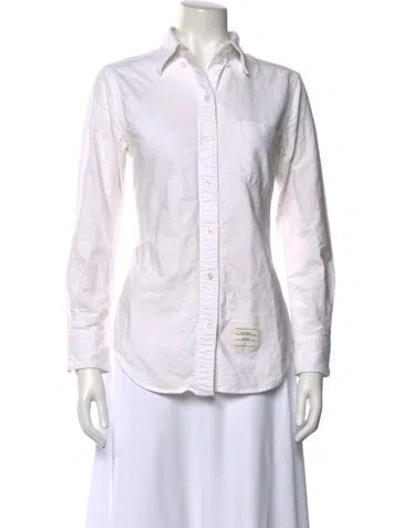 Pre-owned Thom Browne Long Sleeve Button-up Top In White