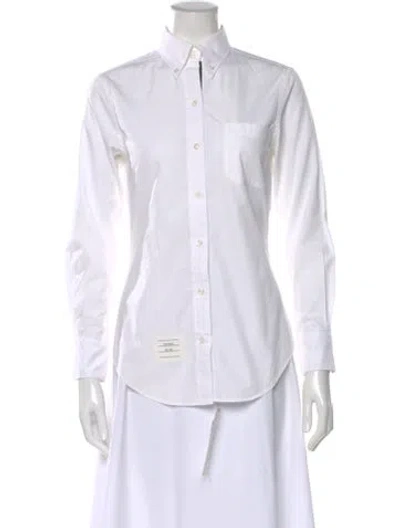 Pre-owned Thom Browne Long Sleeve Button-up Top In White