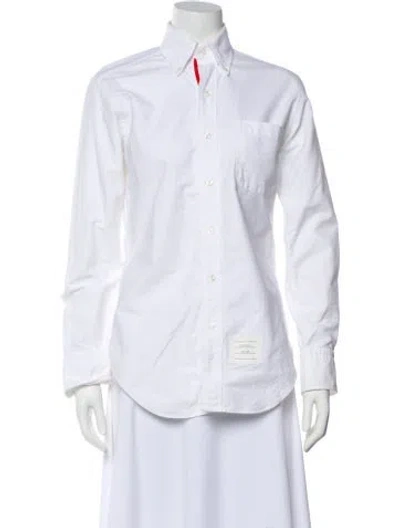 Pre-owned Thom Browne Long Sleeve Button-up Top In White