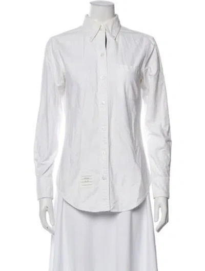Pre-owned Thom Browne Long Sleeve Button-up Top In White