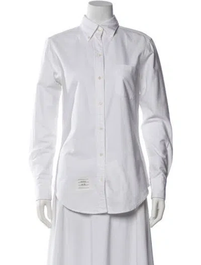 Pre-owned Thom Browne Long Sleeve Button-up Top In White