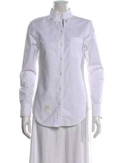 Pre-owned Thom Browne Long Sleeve Button-up Top In White