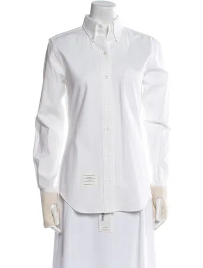 Pre-owned Thom Browne Long Sleeve Button-up Top In White
