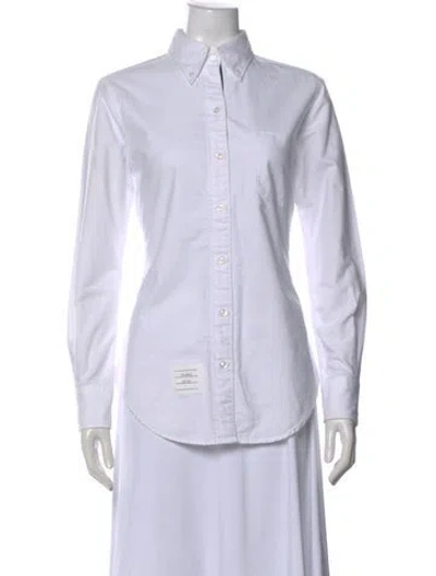Pre-owned Thom Browne Long Sleeve Button-up Top In White
