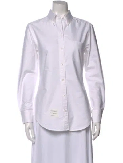 Pre-owned Thom Browne Long Sleeve Button-up Top In White