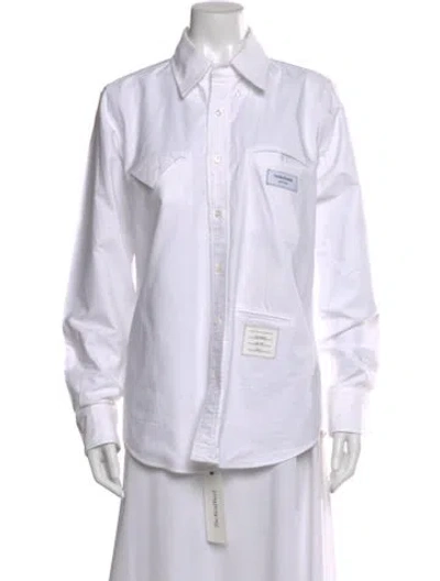 Pre-owned Thom Browne Long Sleeve Button-up Top In White