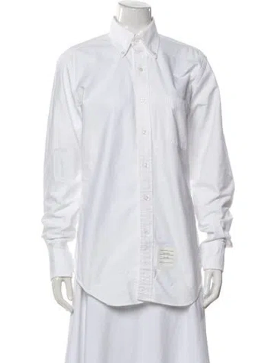 Pre-owned Thom Browne Long Sleeve Button-up Top In White