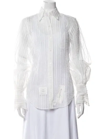 Pre-owned Thom Browne Long Sleeve Button-up Top In White