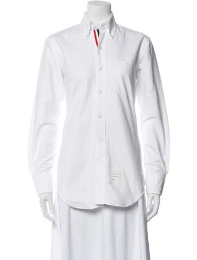 Pre-owned Thom Browne Long Sleeve Button-up Top In White
