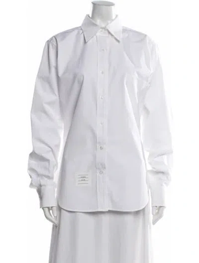 Pre-owned Thom Browne Long Sleeve Button-up Top In White