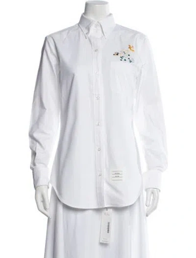 Pre-owned Thom Browne Long Sleeve Button-up Top In White