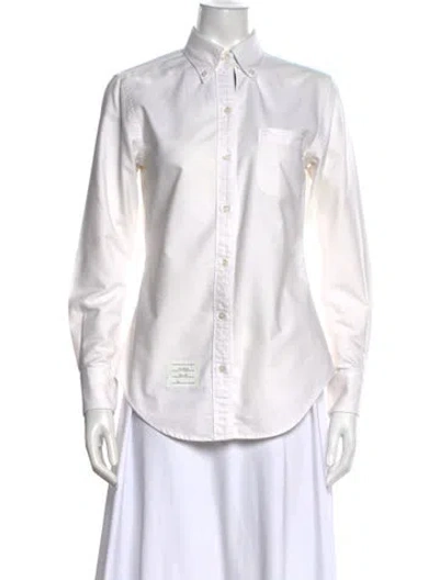Pre-owned Thom Browne Long Sleeve Button-up Top In White