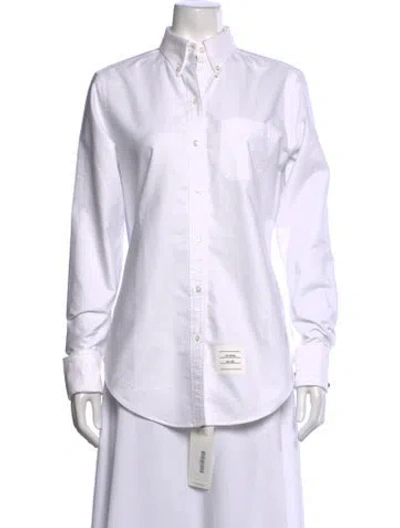 Pre-owned Thom Browne Long Sleeve Button-up Top In White