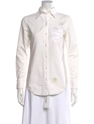 Pre-owned Thom Browne Long Sleeve Button-up Top In White