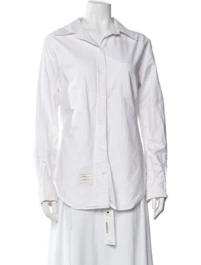 Pre-owned Thom Browne Long Sleeve Button-up Top In White