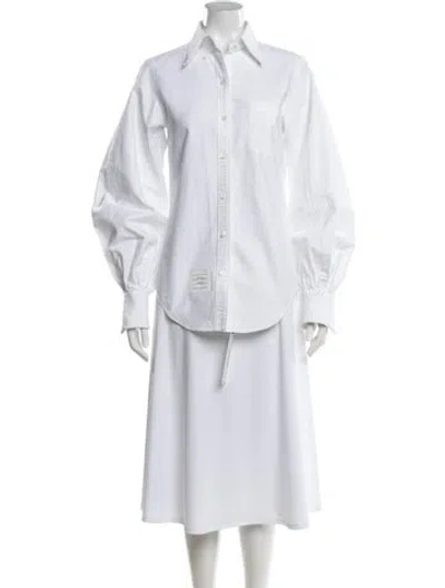 Pre-owned Thom Browne Long Sleeve Button-up Top In White