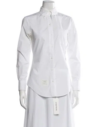 Pre-owned Thom Browne Long Sleeve Button-up Top In White