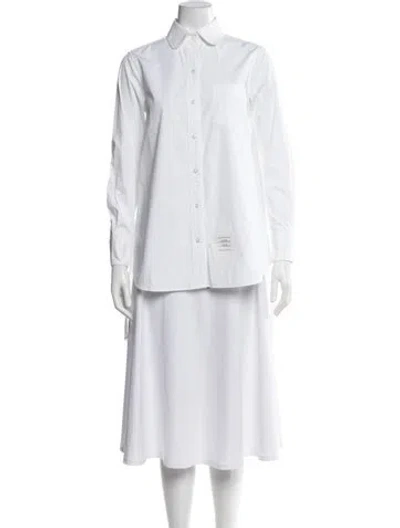 Pre-owned Thom Browne Long Sleeve Button-up Top In White