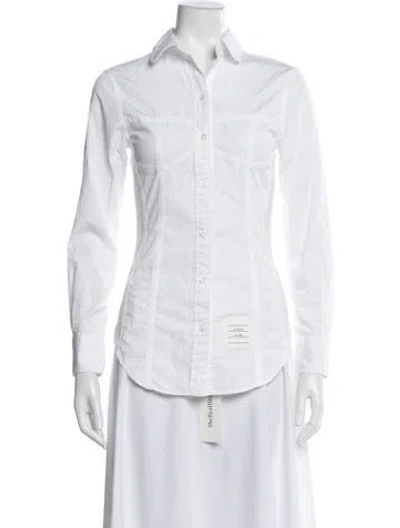 Pre-owned Thom Browne Long Sleeve Button-up Top In White