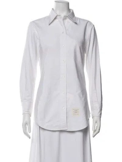 Pre-owned Thom Browne Long Sleeve Button-up Top In White