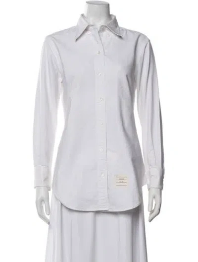 Pre-owned Thom Browne Long Sleeve Button-up Top In White