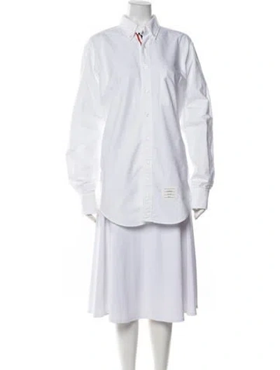 Pre-owned Thom Browne Long Sleeve Button-up Top In White