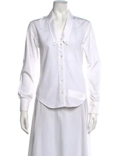 Pre-owned Thom Browne Long Sleeve Button-up Top In White