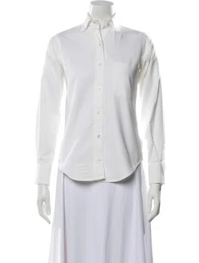 Pre-owned Thom Browne Long Sleeve Button-up Top In White