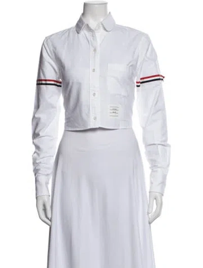 Pre-owned Thom Browne Long Sleeve Button-up Top In White