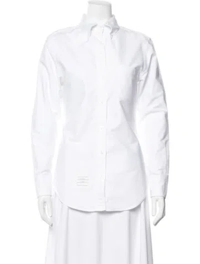 Pre-owned Thom Browne Long Sleeve Button-up Top In White
