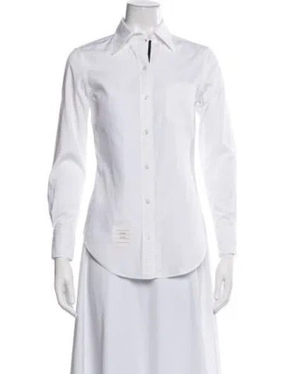Pre-owned Thom Browne Long Sleeve Button-up Top In White