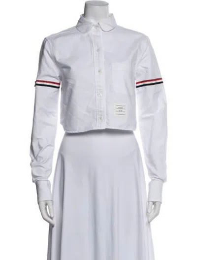 Pre-owned Thom Browne Long Sleeve Button-up Top In White