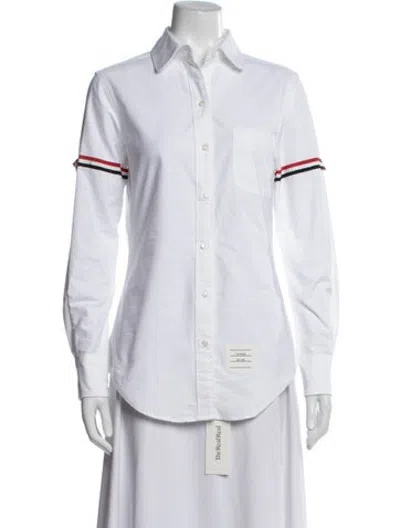 Pre-owned Thom Browne Long Sleeve Button-up Top In White