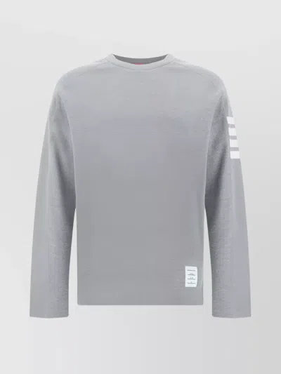 Thom Browne Long Sleeve Cotton Jersey In Gray
